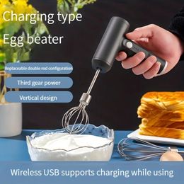 1 pièce, batteur à main électrique avec fouet, batteur à œufs rechargeable par USB, batteur à main électrique multifonctionnel, pour la fabrication de crème, la pâtisserie, la cuisine, les outils de cuisson, les accessoires de cuisine