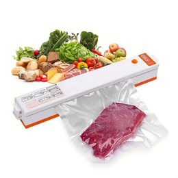 1pc Eletric Vacuum Food Sealers Food Saver Sacs sous vide Ménage Cuisine Automatique Machine d'emballage sous vide Thermoscelleuse, Livré avec 10 sacs gratuits, Voyants LED