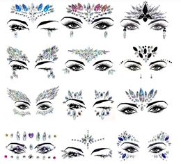 100 stks Strass festival Gezicht juwelen sticker Fake Tattoo Stickers Body Glitter Tattoos Gems Flash voor Muziek Festival Party Make-up