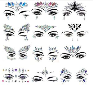 100pcs strass festival visage bijoux autocollant faux tatouage autocollants corps paillettes tatouages gemmes flash pour musique festival fête maquillage