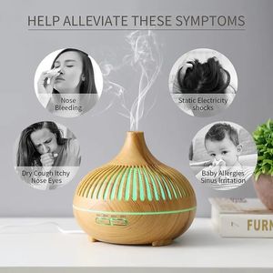 Diffuseur d'huiles essentielles 1pc, diffuseur d'aromathérapie 500ML avec 4 minuteries et 7 lumières ambiantes, humidificateur à ultrasons silencieux à brume fraîche