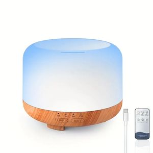 1 pc humidificateur de diffuseur de bois d'huile essentielle avec 7 couleurs lumières 2 Mode de brume arrêt automatique sans eau pour la salle de bureau à domicile