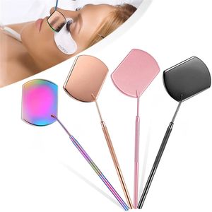 Miroir de maquillage pour extensions de cils, grossissant, vérification, poignée en acier inoxydable, outils de greffage, 1 pièce