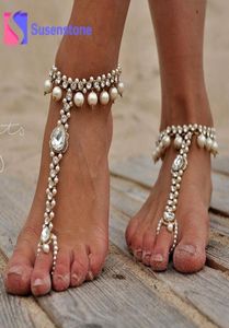 1pc Mode Filles Sexy Perles De Cristal Perlé Chaîne Bracelets De Cheville Bracelet Femmes Argent Or Pieds Nus Sandale Plage Mariage Pied Bijoux2051075