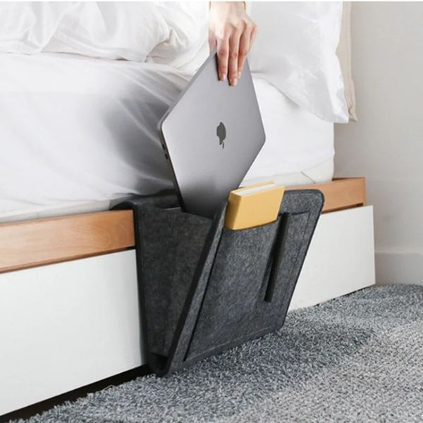 1pc Bolsera de almacenamiento de la cama de la cama Bolsa Sofá TV Control remoto Hanging Caddy Organizador de almacenamiento de almacenamiento Bed PocketetSremote Control Organizador