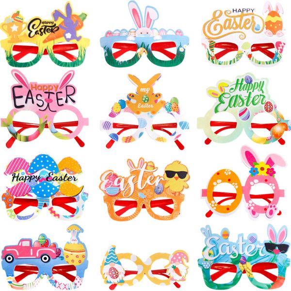 1pc feutre lunettes de Pâques mignon lapin de Pâques oeuf papier lunettes cadre joyeuses Pâques fête photos stand accessoire enfants cadeau lapin faveur CPA5998 ss0119