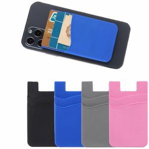 1 st fi Silice PHE Wallet Case Zelfklevende kaarthouder Universele mobiele pocket stick op creditcardzakken Purse D72D#