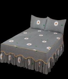 1 pièce drap-housse simple, double, queen, king size, style européen, jupes de lit en microfibre 100, linge de maison avec housse de matelas à bande élastique, 220527326146