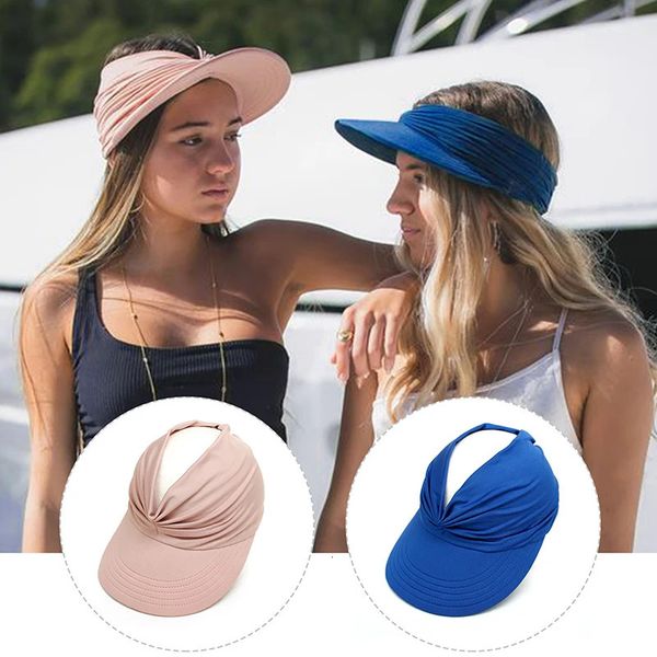 1 por ciento de sombrero para adultos flexible para mujeres con el sombrero de visor de borde ancho anti-uv fácil de transportar gorras de viaje de moda Sombreros de protección solar de verano 240419