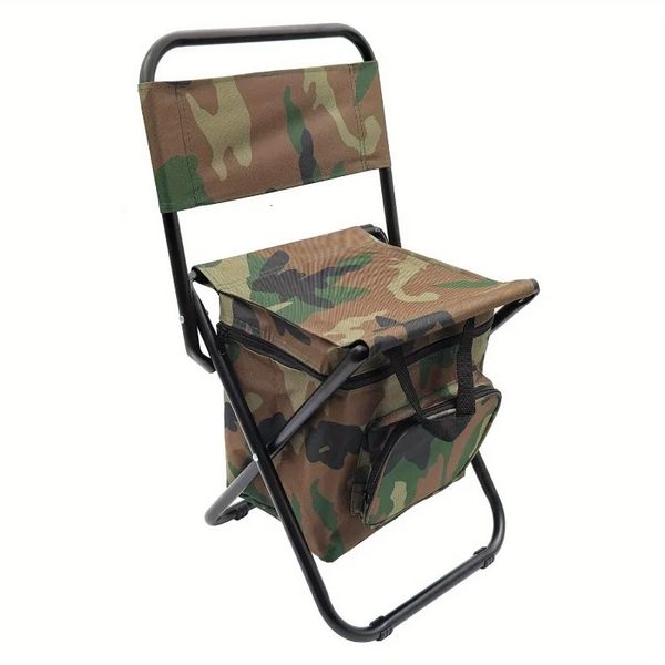 Silla de campamento plegable 1pc con bolsa de enfriamiento silla de pesca liviana de pescado asiento de heces plegable 240412