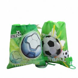 1pc Football Thème sac à dos joyeux anniversaire fête n tissée tissus de football de football de poutre à la bouche de poutre en boute