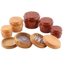 Grinder de tabac à quatre couches de 1pc, broyeur d'herbe en bois manuel, accessoires fumeurs de 2,5 pouces