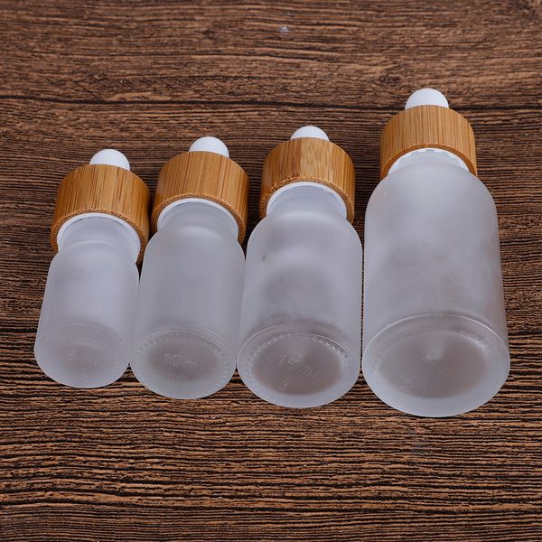 1 unid botella cuentagotas de vidrio escarchado 5 ml 10 ml 15 ml 30 ml envase de embalaje cosmético vacío viales botellas de aceite esencial pequeño perfume recargable fo