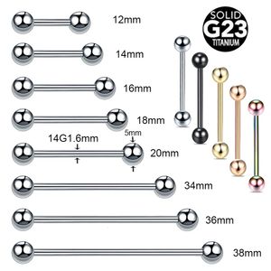 1 pk G23 Industriële barbellring Tong tong tepel Bar Piercing oor tragus helix body dames sieraden 438 mm 240407