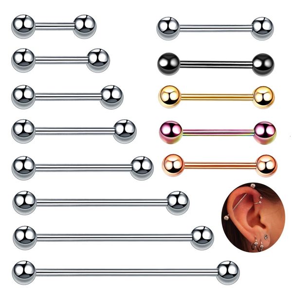 1PC G23 Long Industrial Halfel Rings 14g Tongue Tongue Piercings Percings TRAGUS HELIX BODE FEMMES FEMMES JIANIR 240409