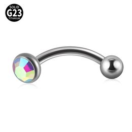 1PC G23 Titanium Piercings Banana Barbell Fire Opale Rod de sourcil externe