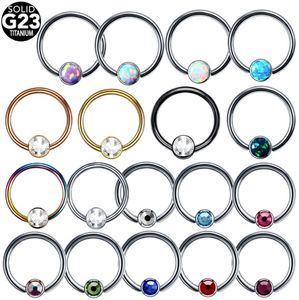 1PC G23 Titanium Opal Ear Septum Piercing Nose Ring Gem Ball BCR Piercings CBR Helix Tragus Labret Rings Piercings Body Jewelry