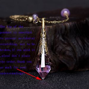 1 Unid Genuino Cristal de Cuarzo Ametrino Punto Facetado Colgante Collar de Péndulo Joyería Magnífica Piedra Natural Amarilla y Púrpura Péndulo Dowser