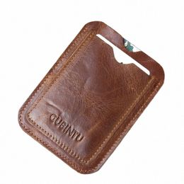 1pc en cuir véritable mince portefeuille porte-carte d'identité de crédit porte-monnaie Mey Case pour hommes femmes Fi sac Busin carte couverture U1kv #