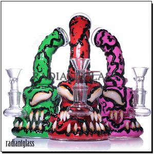 1 PC Bong en verre 3D Narguilé Venom Hallowen Style bangs en verre Défense de vaisseau sanguin Monstre aux yeux de tentacule Multi-couleur Narguilé drôle avec bol Accessoires pour fumer