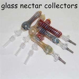 Tuyaux de paille en verre Nectar Dab, narguilé avec pointes en quartz/ti de 10mm, plates-formes pétrolières en Silicone, accessoires pour fumer, 1 pièce