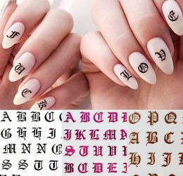1PC Gothic Letter 3D Sticker Nail Mots en or rose Mots de curseur de nail Seccules Adhésive Conseils d'autocollant Manucure Art Decoration2989255