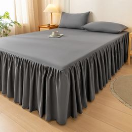 1pc Grijs Bedrok Huidvriendelijke Bedovertrek Eenvoudige Stijl Matrasbeschermer roupa de cama Zachte Sprei voor Thuis Geen Kussensloop 240314