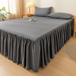 1 pièce, jupe de lit grise, couvre-lit doux pour la peau, Style Simple, protège-matelas, couvre-lit doux pour la maison, sans taie d'oreiller, 240314