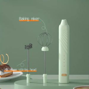 1pc Vert Blanc Multifonctionnel Rechargeable Mélangeur À Main Batteur À Oeufs Électrique Haute puissance Pour La Fabrication De Gâteaux Ménagers, Lait, Oeufs, Crème, Mousse, Pâte, Thé - Gadget De Cuisine