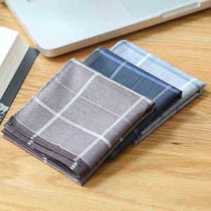 1 Unid Grey Gentleman Pocket Squares Cotton Plaid Grid Strip Hombres Business Breast Toalla Pañuelos Pañuelos Bufandas 4343Cm J220816