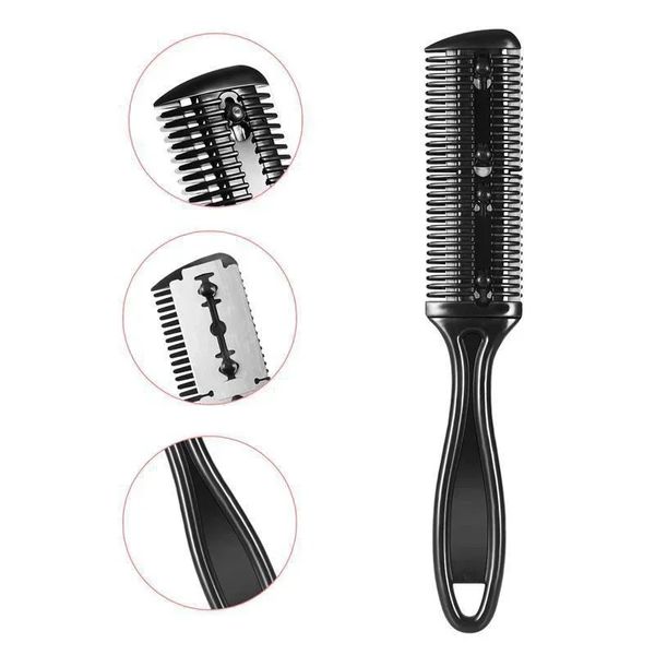 1pc Hair coup de coupe brosses à cheveux avec des lames de rasoir coupe-cheveux coupe outil d'amincissement de coiffeur de coiffeur de coiffeur professionnel