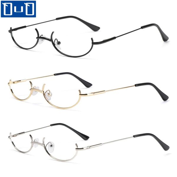 1pc Half-Frames Lunes Cadre Unisexe Vintage Ovale No Lens Spectacles Optical Cosplay Pographie Décoration Metal Party Party Eyewear 240410