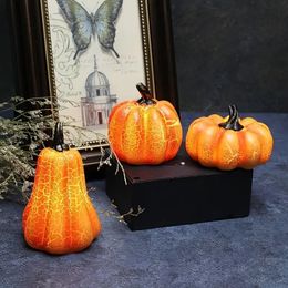 1 pièce de décoration de citrouille d'automne d'Halloween, décoration de thème de maison, accessoires d'ambiance de mise en scène, lumière LED 3D alimentée par batterie, mini pièce maîtresse de lanterne Jack-o' pour décoration de fête