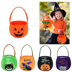 1pc Halloween Loot Party Kids Pumpkin Trick or Treat Tote Bags Candy Bag Halloween Candy Storage Bucket Portable Gift Basket T220812