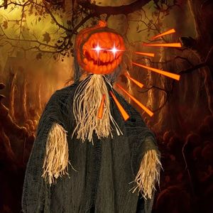 1pc, fantôme suspendu de citrouille d'Halloween, son lumineux suspendu fantôme induction contrôle du son accessoires de décoration, décorations d'Halloween 2023