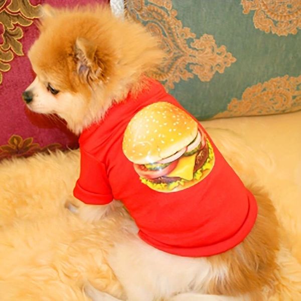 Camiseta con estampado de hamburguesa para perro, ropa para mascotas, jersey para perros pequeños, nueva camiseta para cachorro, 1 ud.