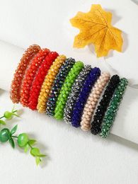 1pc handgeweven elastische Boheemse stijl kristal kralen armbanden in 11 kleuren optioneel, geschikt voor dagelijks gebruik, cadeau voor vrouwen