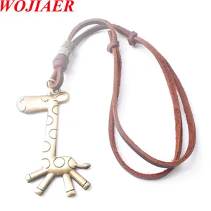 1 PC fait à la main Vintage cuir chaussures girafe pendentif collier corde tour de cou réglable colliers hommes femmes Punk bijoux BC024