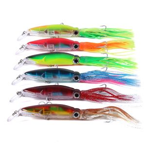 Señuelo de pesca de plástico duro de 60 uds., señuelo de calamar Wobbler de 14cm y 40g, señuelos de pesca de manga para peces, aparejos para curricán, cebo de pececillo Artificial biónico