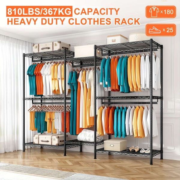 1pc Vêtements lourds en métal Rack de vêtements, placard de garde-robe libre, 77 