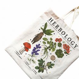 1pc Herbologie Plante Modèle Toile Sac Sac à bandoulière Botanique Voyage Sac Plant Lover Jardinage Tote Cadeau pour Plant Lover D0aA #