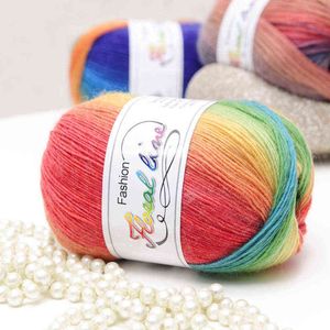 1 ST Hoge Kwaliteit 100% Australische Wol Haak Garen Dikke Voor Hand Breien Laine Een tricoter Rainbow Space Dyed Baby Yarns Wol Threa Y211129