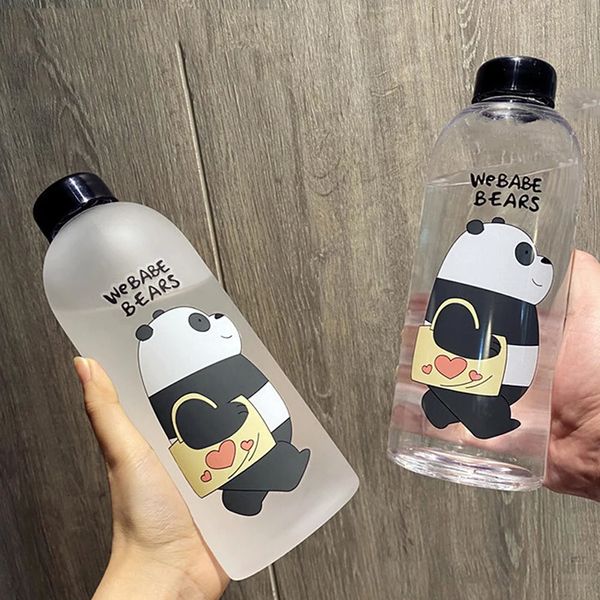 1pc de haute qualité grande capacité 1000 ml bouteille d'eau panda tasse transparente drinkware fuite à l'épreuve du dessin animé 240422