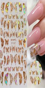 1pc Holographic 3D Butterfly Nail Art Stickers Adhesive Sliders coloré DIY Golden Nail Transfer Decals Foils Wraps Decorations5443002