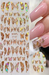 1pc Holographic 3D Butterfly Nail Art Stickers Adhesive Sliders coloré DIY Golden Nail Transfer Decals Foils Wraps Decorations9743943