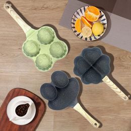 1 st Home Creative Porous Friture Pan Medical Stone Nit-Stick Wood Graanhandgreep Ontbijt Mini Egg Dumpling Pan