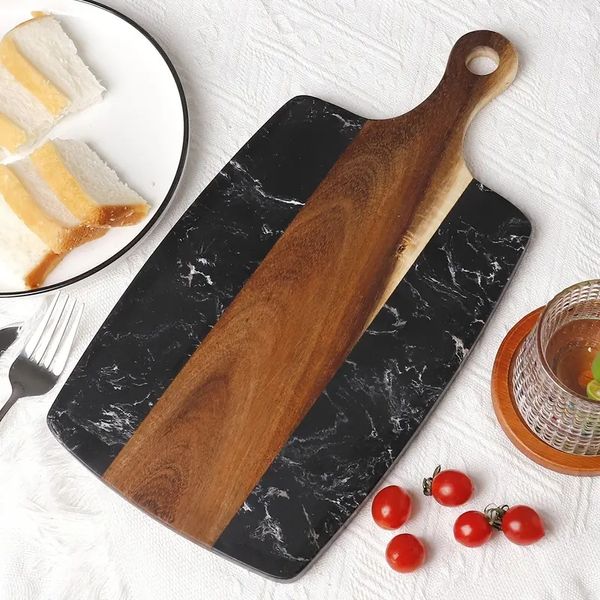 Planche à découper domestique, assiette à Steak réutilisable, planche à découper de cuisine pour pain et légumes, planche à découper en marbre et bois, articles de cuisine, Gadgets de cuisine 1 pièce