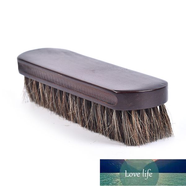 Brosse à chaussures en crin de cheval, manche en bois, cuir naturel, outil de polissage doux, 1 pièce