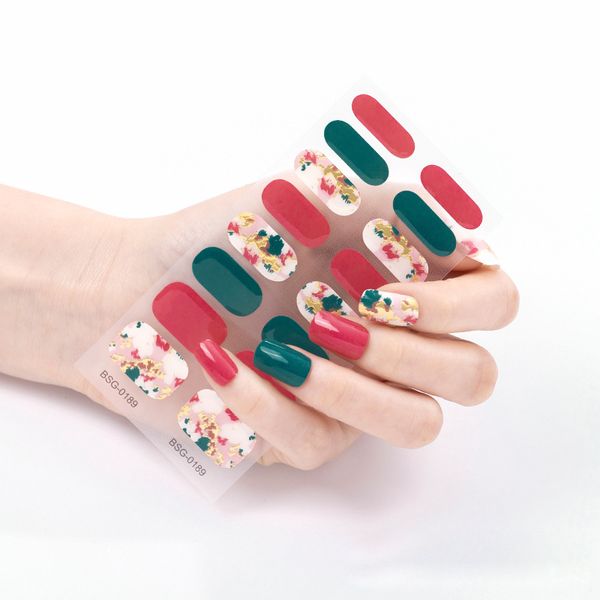 1 pièce (y compris 16 petits autocollants) Halloween et Noël enveloppements d'ongles en gel Photothérapie UV Autocollants pour ongles en gel semi-durci Adhésif simple imperméable