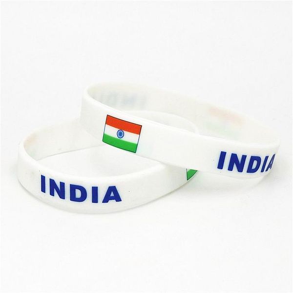 1 PC inde drapeau Silicone Bracelet Football équipe Fans Sport élastique en caoutchouc Bracelet bracelets 2018 brassard SH228286b